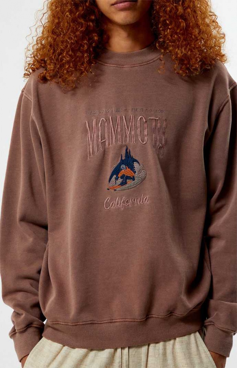 Sudaderas PacSun Mammoth Embroidered Crew Neck Hombre Marrones | HJXNT5418