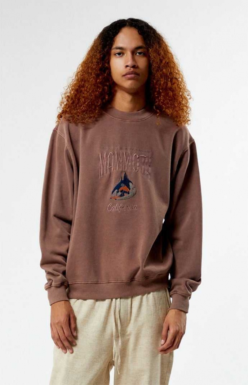 Sudaderas PacSun Mammoth Embroidered Crew Neck Hombre Marrones | HJXNT5418