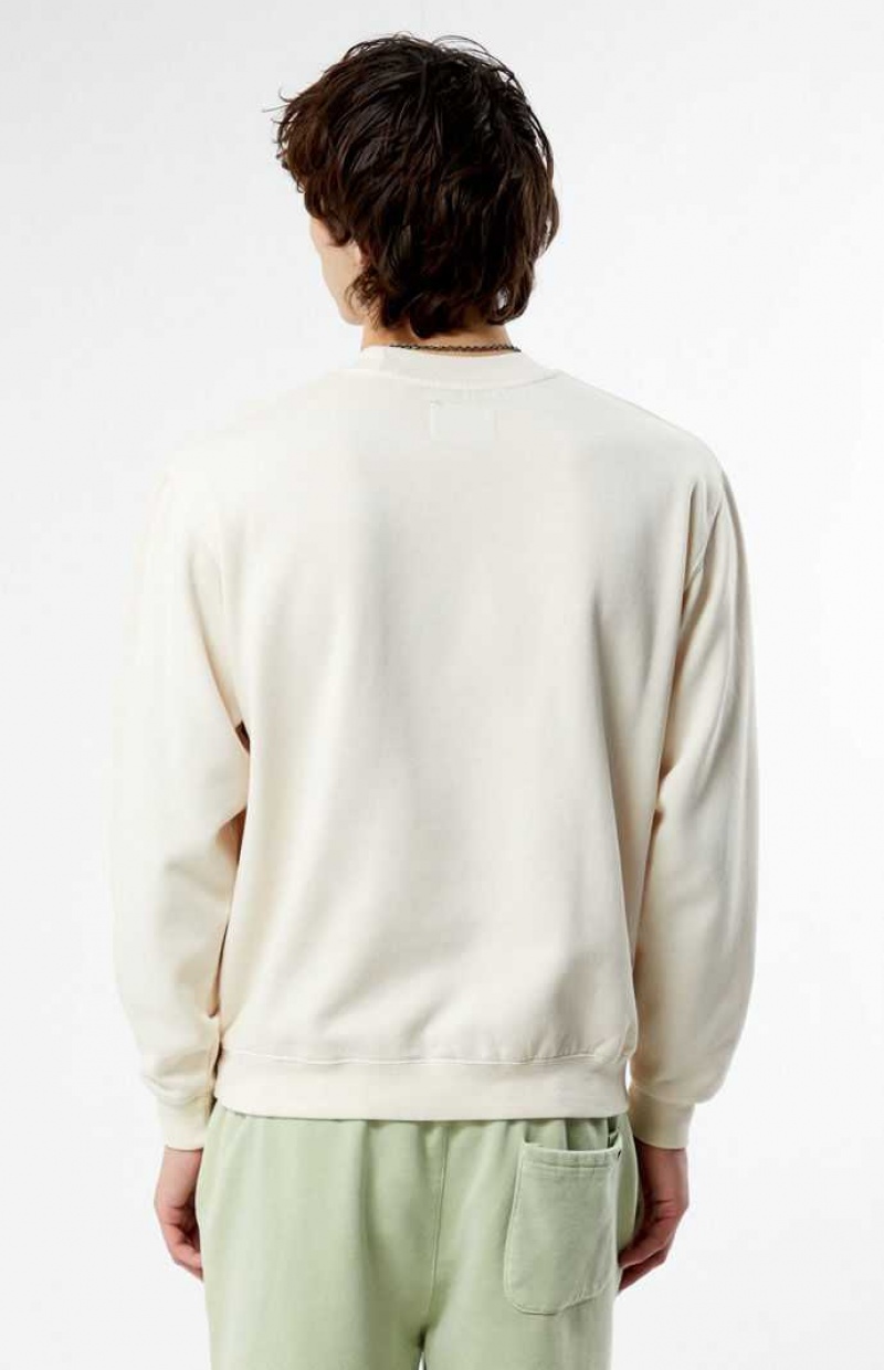 Sudaderas PacSun Monaco Embroidered Crew Neck Hombre Creme | PZBWE0925