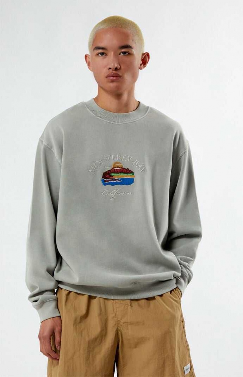 Sudaderas PacSun Monterey Bay Crew Neck Hombre Gris | GUNVO8193