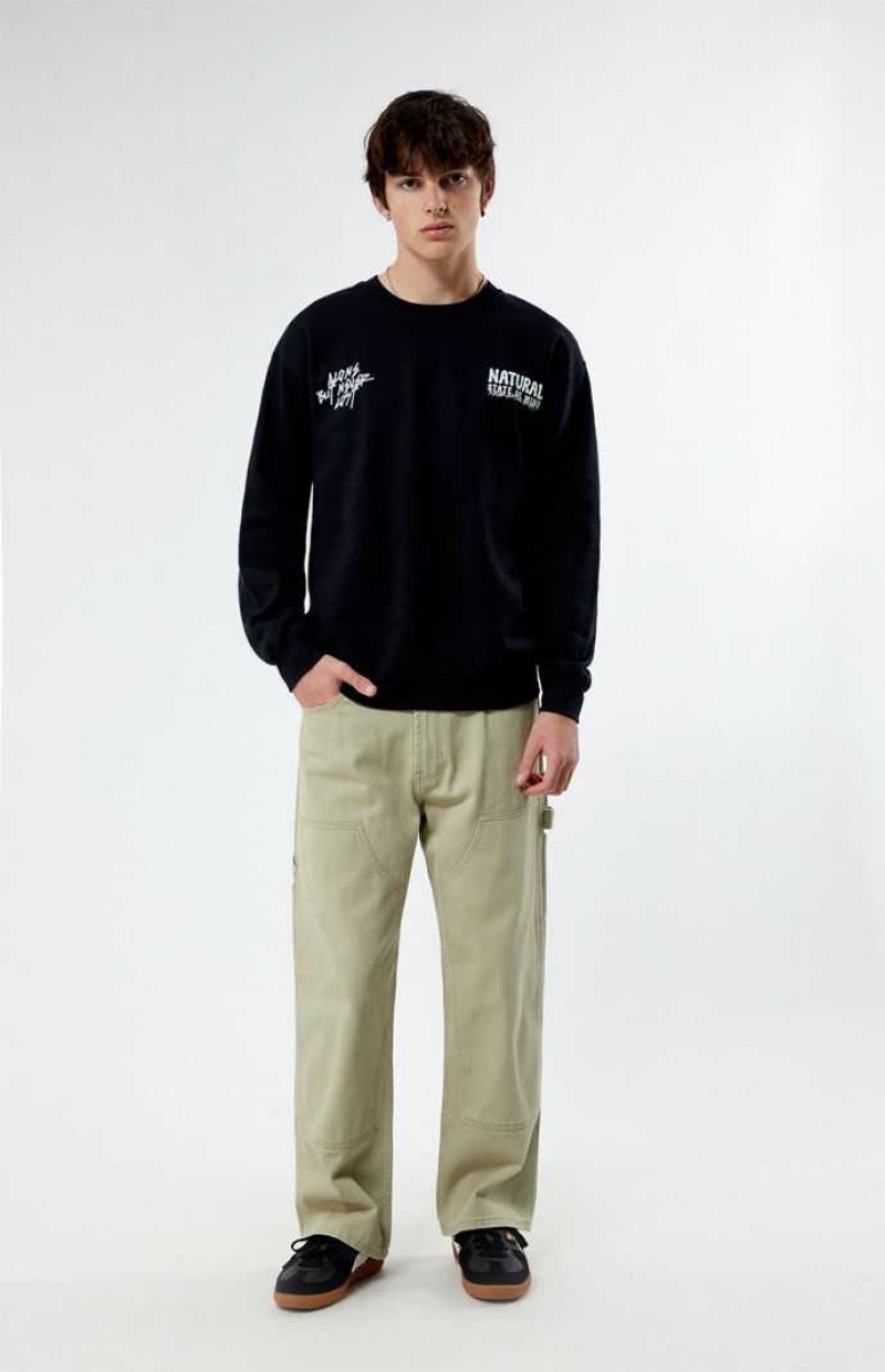 Sudaderas PacSun Natural State Of Mind Crew Neck Hombre Negras | EDUOR0924