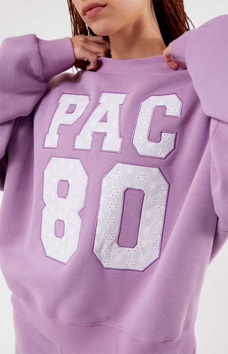 Sudaderas PacSun Pac 1980 Eyelet Crew Neck Mujer Lavanda | HFUQM1634