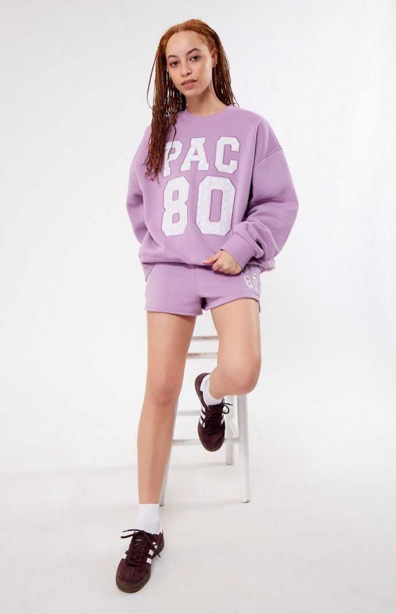 Sudaderas PacSun Pac 1980 Eyelet Crew Neck Mujer Lavanda | HFUQM1634