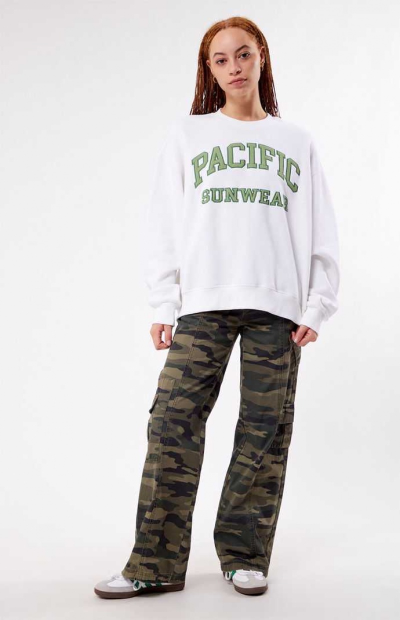 Sudaderas PacSun Pacific Sunwear Arch Crew Neck Mujer Blancas | OKPEI4079