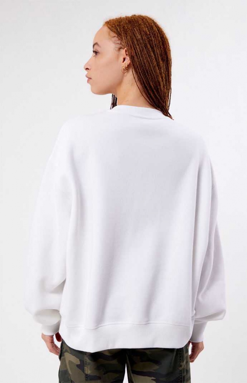 Sudaderas PacSun Pacific Sunwear Arch Crew Neck Mujer Blancas | OKPEI4079