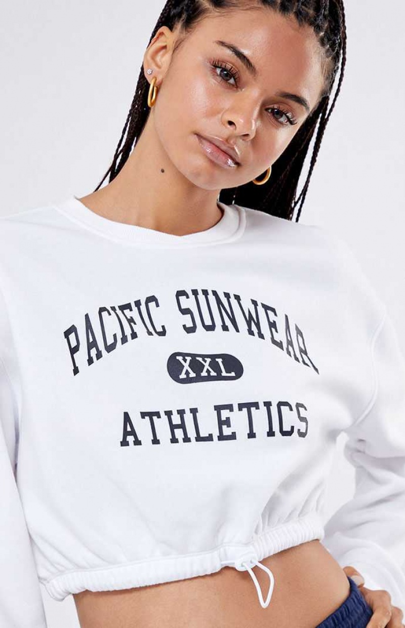 Sudaderas PacSun Pacific Sunwear Athletics Drawcord Cropped Mujer Blancas | WVYGH6907