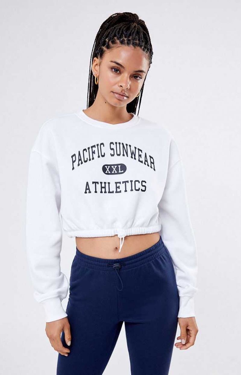 Sudaderas PacSun Pacific Sunwear Athletics Drawcord Cropped Mujer Blancas | WVYGH6907