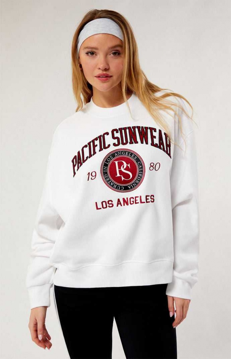 Sudaderas PacSun Pacific Sunwear Curated Crew Neck Mujer Blancas | VAFER8137