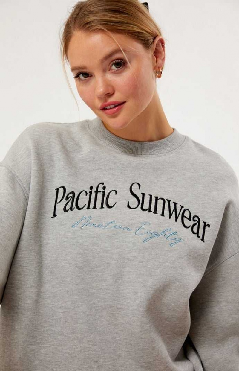 Sudaderas PacSun Pacific Sunwear Nineteen Eighty Crew Neck Mujer Gris | OTWDN3219