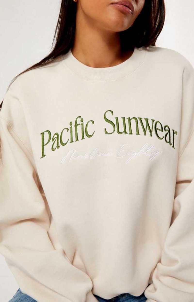 Sudaderas PacSun Pacific Sunwear Nineteen Eighty Crew Neck Mujer Marrones | JFDTN4918