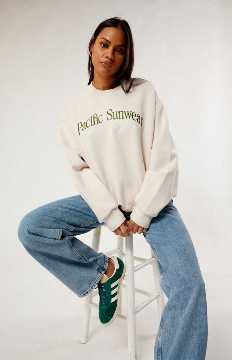 Sudaderas PacSun Pacific Sunwear Nineteen Eighty Crew Neck Mujer Marrones | JFDTN4918