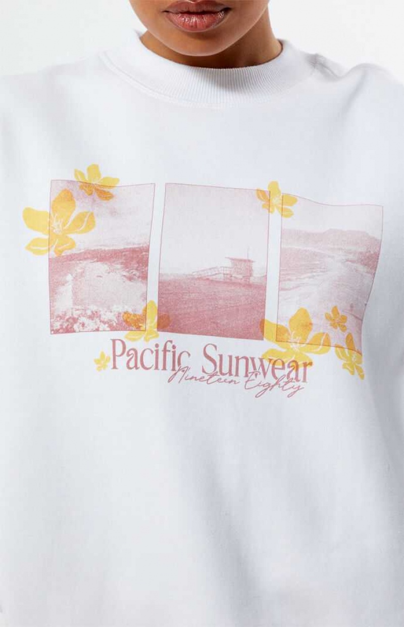 Sudaderas PacSun Pacific Sunwear Photographic Crew Neck Mujer Blancas | GBSLH6408