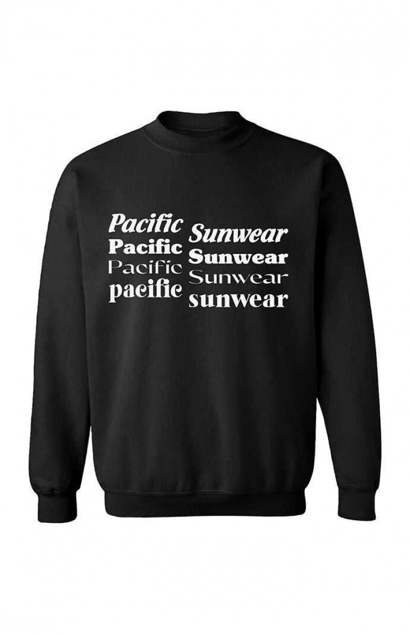 Sudaderas PacSun Pacific Sunwear Repeat Logo Hombre Negras | LYKTO4201