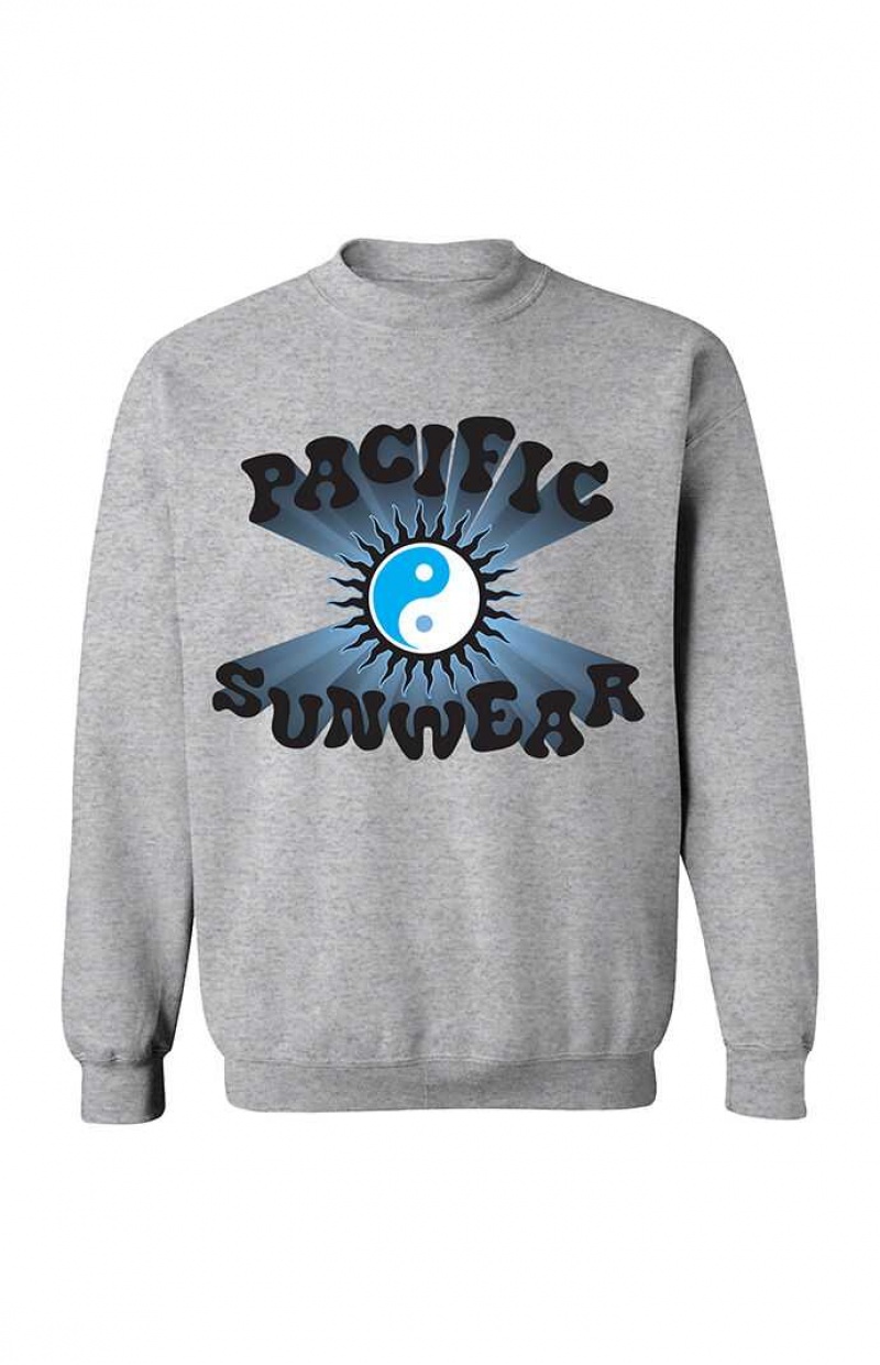 Sudaderas PacSun Pacific Sunwear Yin & Yang Crew Neck Hombre Gris | KCLEI9405