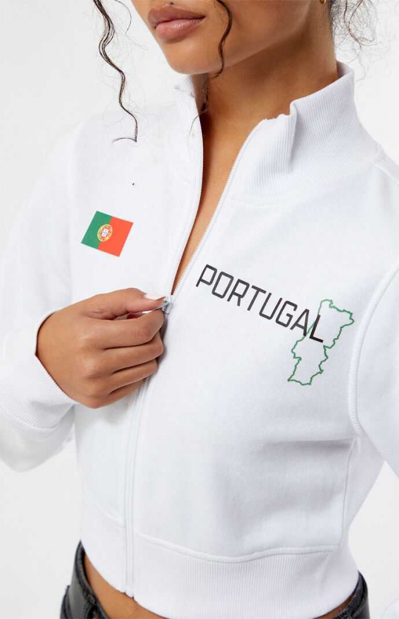 Sudaderas PacSun Portugal Mock Neck Full Zip Mujer Blancas | TFKIJ8753