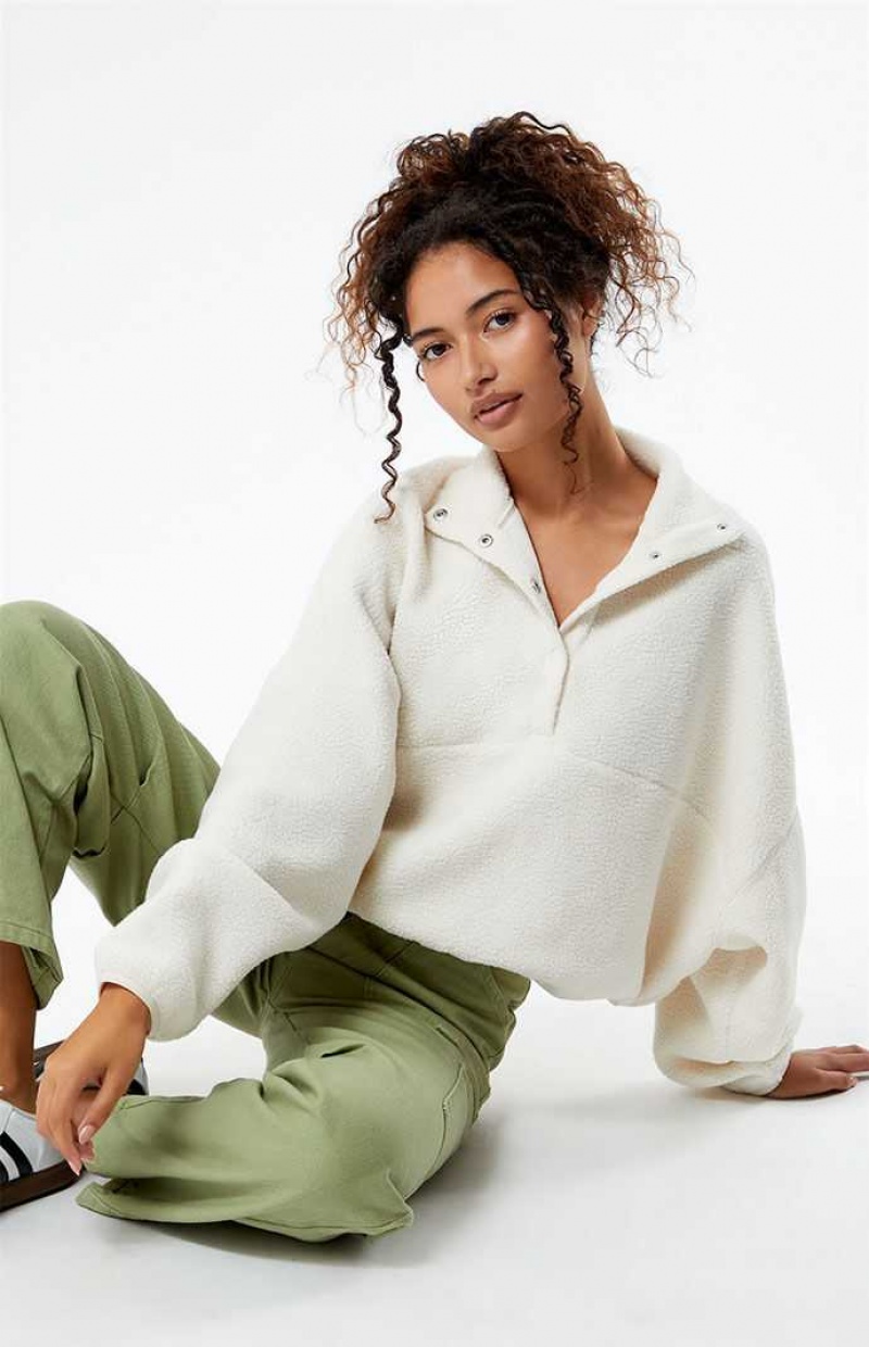 Sudaderas PacSun Ski Half Snap Cropped Mujer Blancas | SCJTW4105