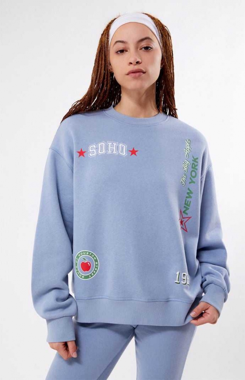 Sudaderas PacSun Soho Crew Neck Mujer Azules | FAYZM0683