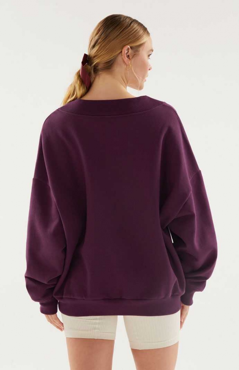 Sudaderas PacSun Valentine V-Neck Mujer Burdeos | VKYIA4081