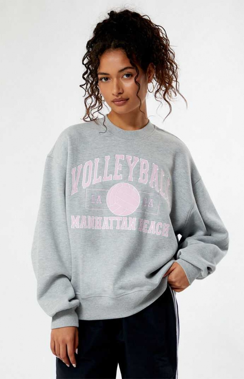 Sudaderas PacSun Volleyball Crew Neck Mujer Gris | HQEVF1329