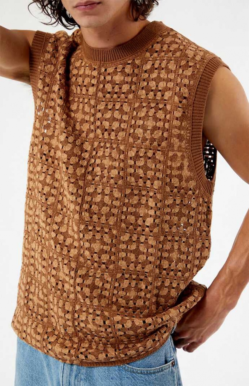 Suéteres PacSun Crochet Hombre Marrones | YALDF3058