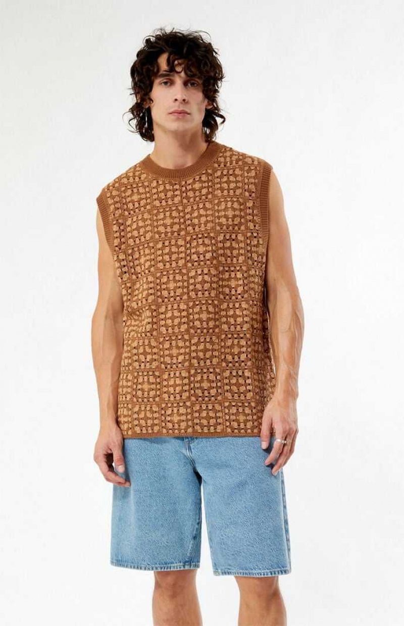 Suéteres PacSun Crochet Hombre Marrones | YALDF3058