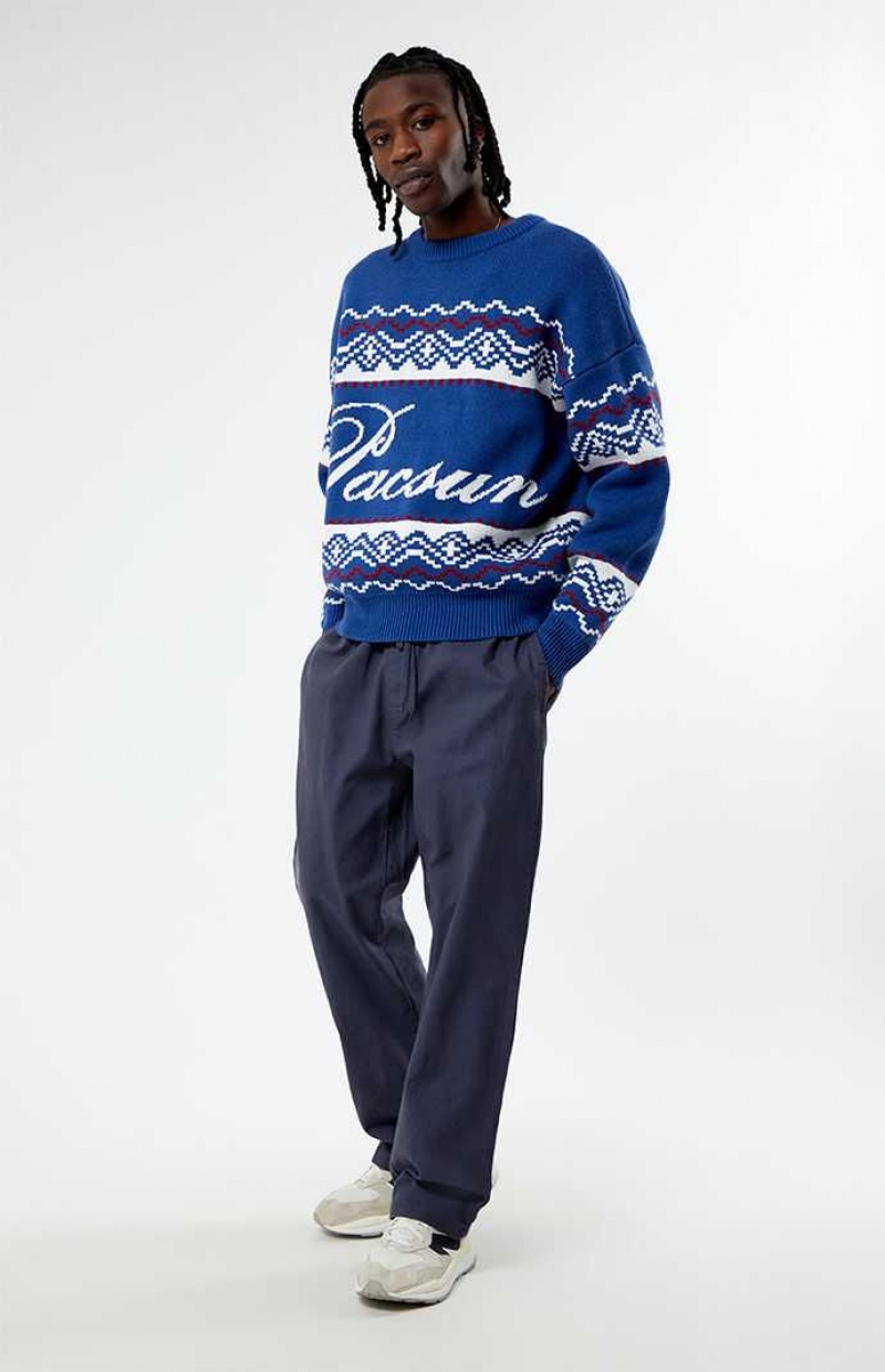 Suéteres PacSun Fairisle Crew Hombre Azules | KGLXI2673