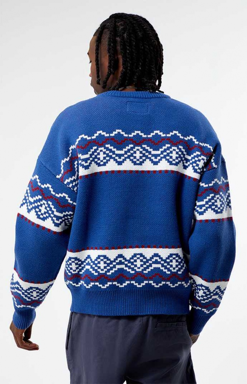 Suéteres PacSun Fairisle Crew Hombre Azules | KGLXI2673