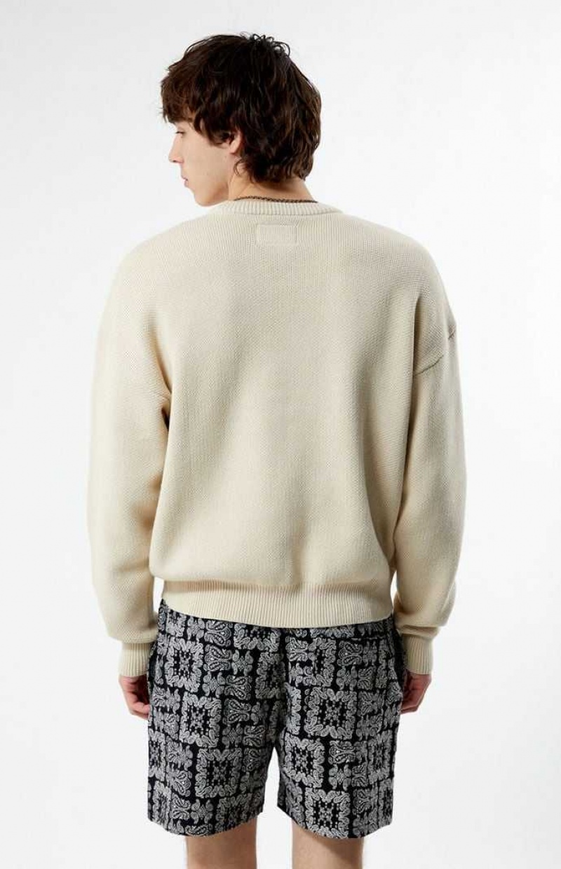 Suéteres PacSun Los Angeles Crew Neck Hombre Creme | UWNFX4179