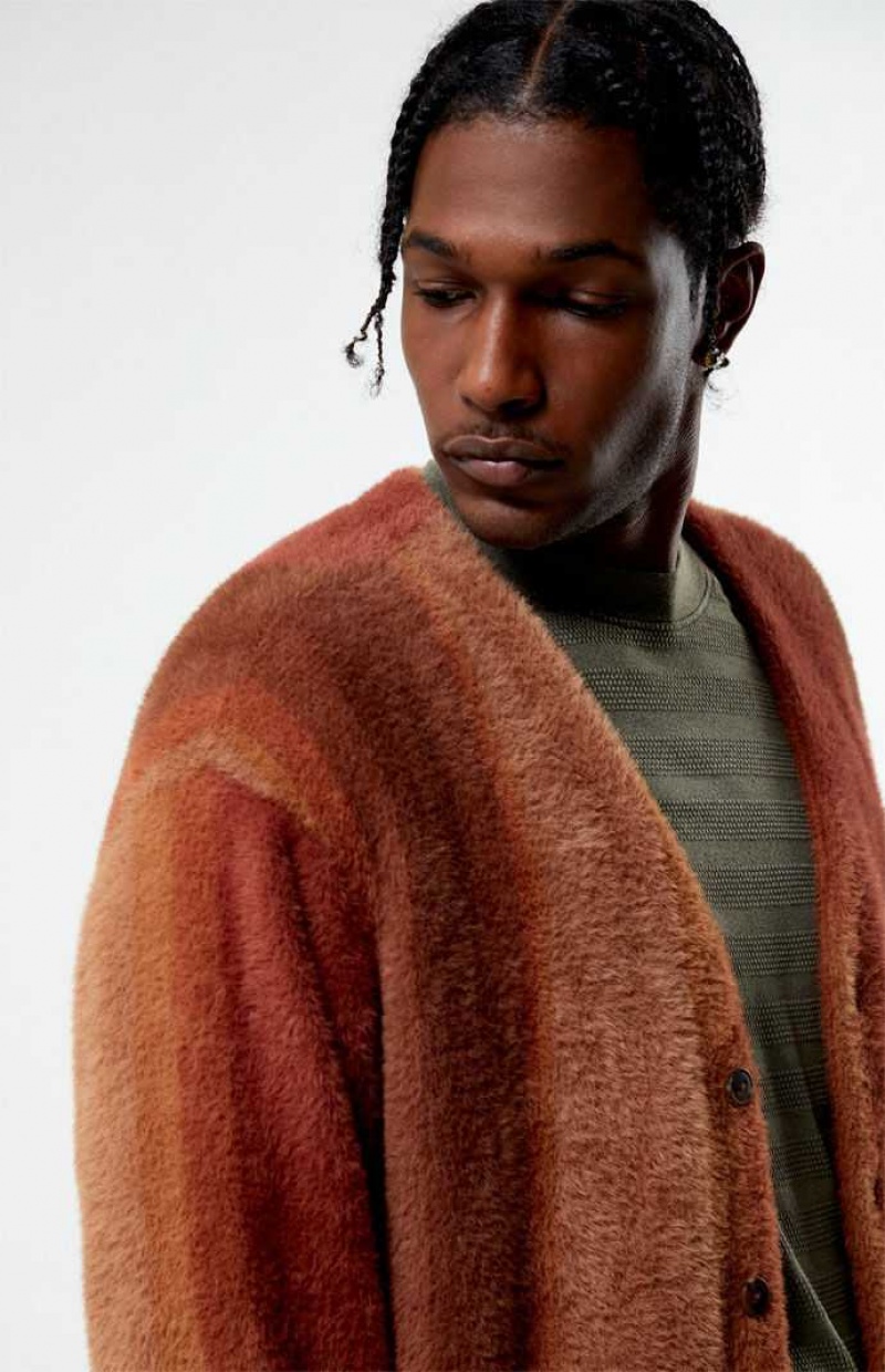 Suéteres PacSun Mac Fuzzy Cardigan Hombre Marrones | VCJIZ6312