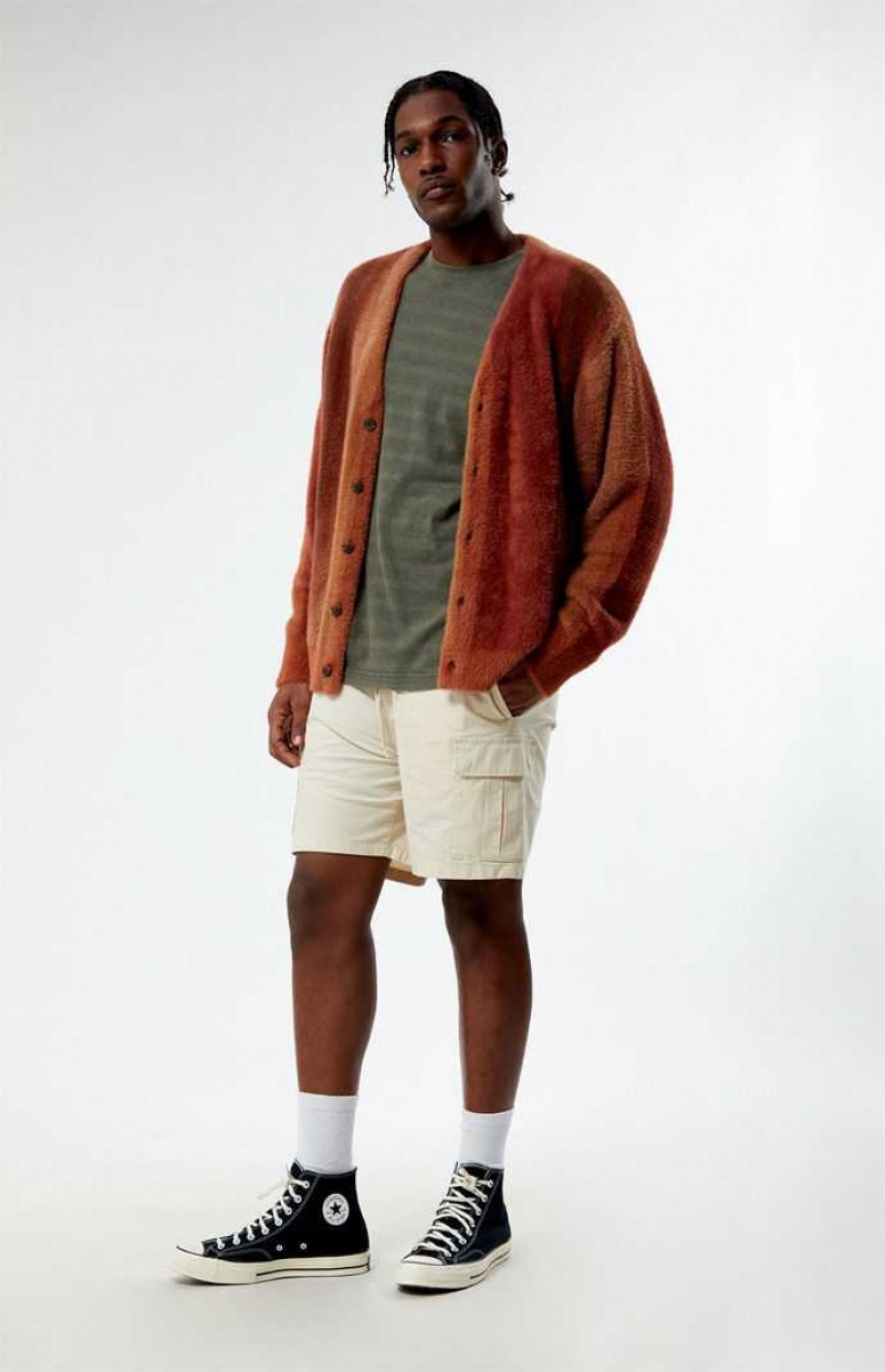 Suéteres PacSun Mac Fuzzy Cardigan Hombre Marrones | VCJIZ6312