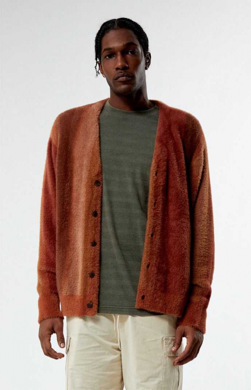 Suéteres PacSun Mac Fuzzy Cardigan Hombre Marrones | VCJIZ6312