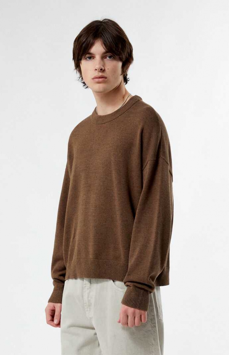 Suéteres PacSun Otto Cropped Crew Hombre Marrones | YLNSG3691