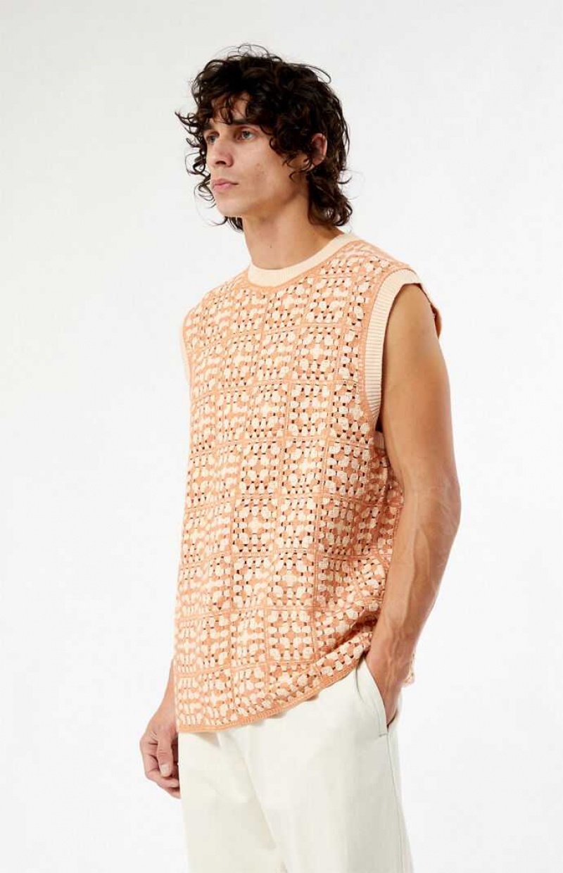 Suéteres PacSun Pink Crochet Hombre Rosas | PMAIX3754