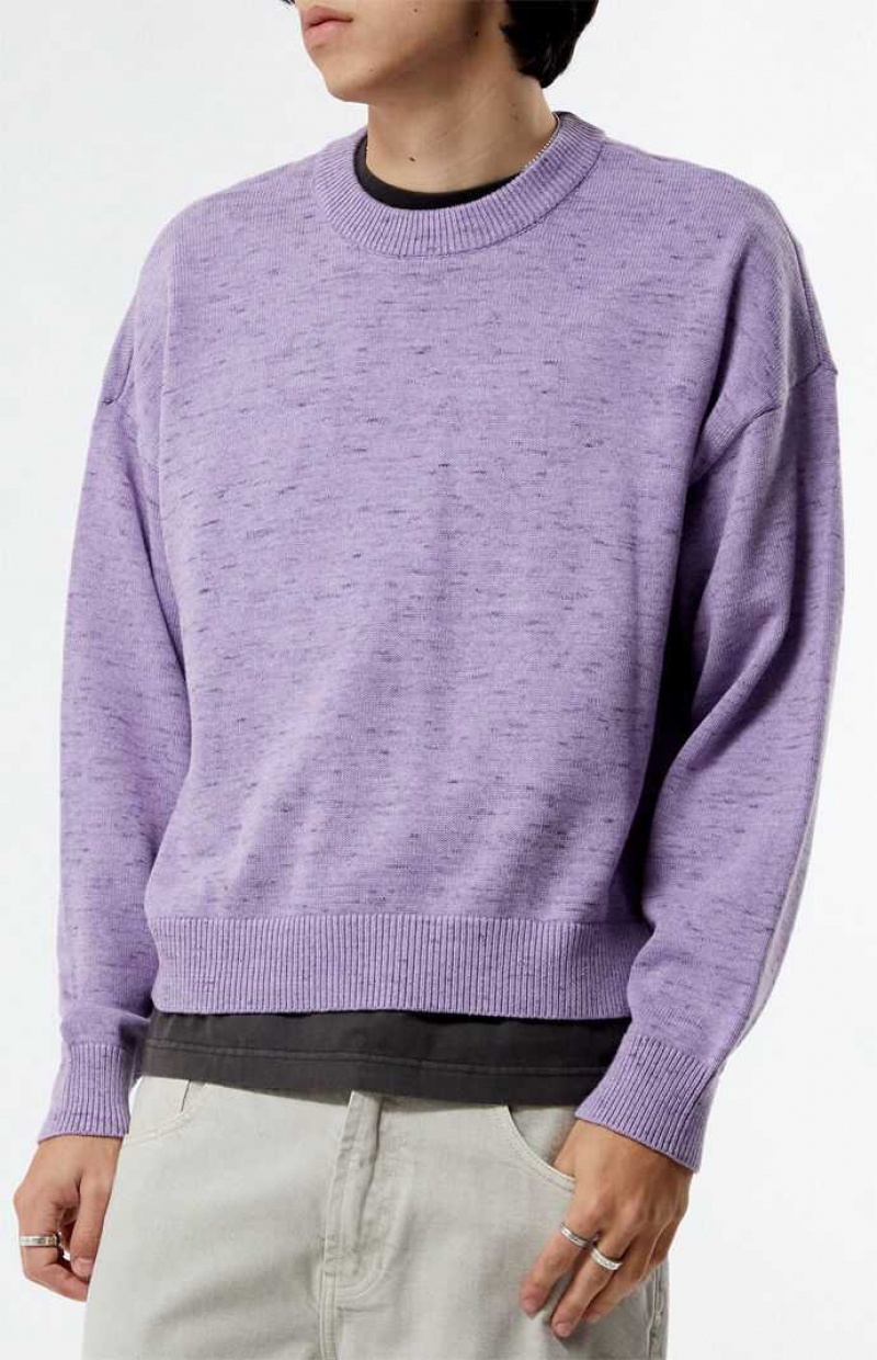 Suéteres PacSun Purple Cropped Crew Hombre Moradas | BTKNI8725