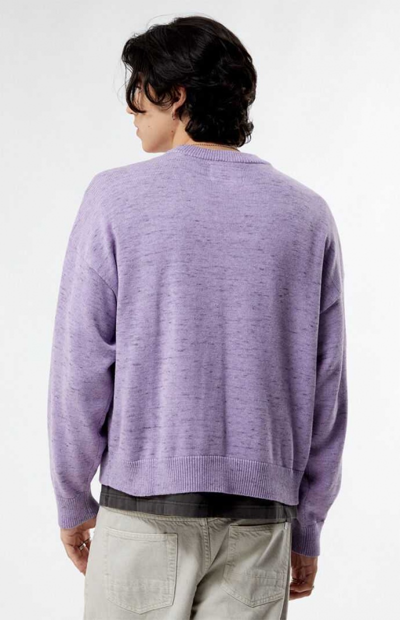 Suéteres PacSun Purple Cropped Crew Hombre Moradas | BTKNI8725