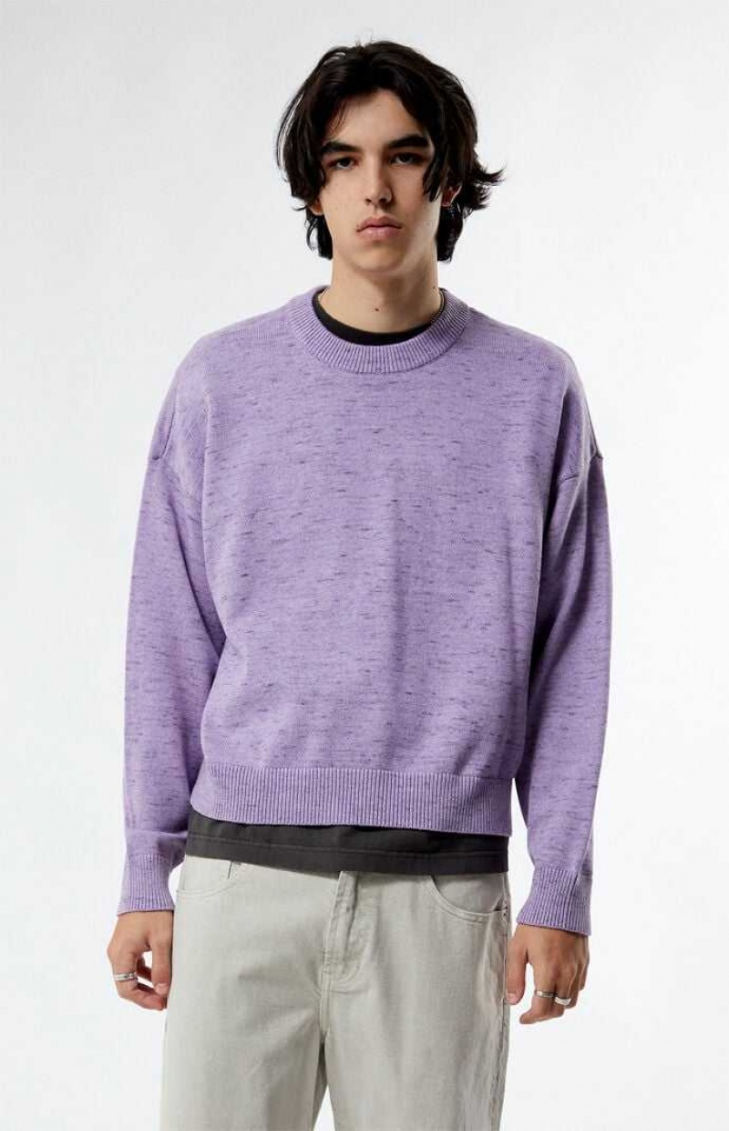 Suéteres PacSun Purple Cropped Crew Hombre Moradas | BTKNI8725