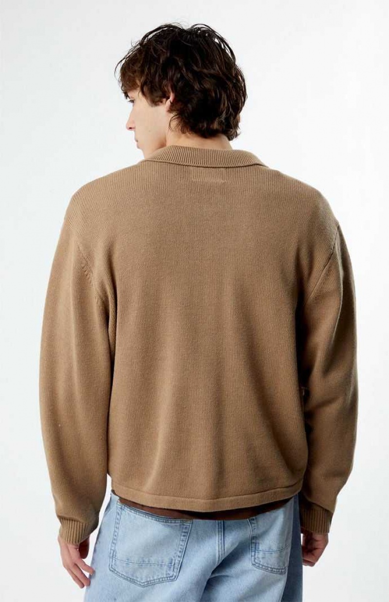 Suéteres PacSun Quarter Zip Hombre Marrones | KEBOU2685