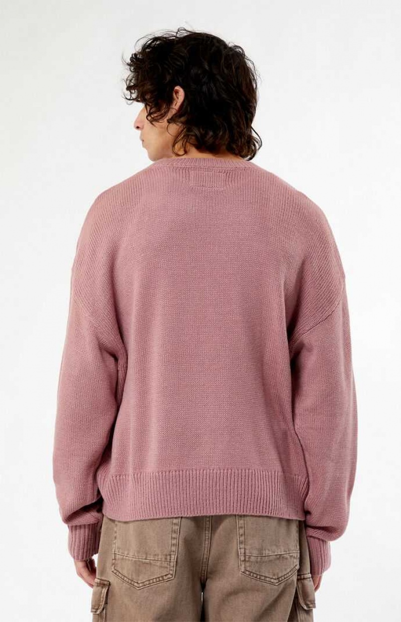 Suéteres PacSun Script Applique Crew Neck Hombre Rosas | EYGBO1602