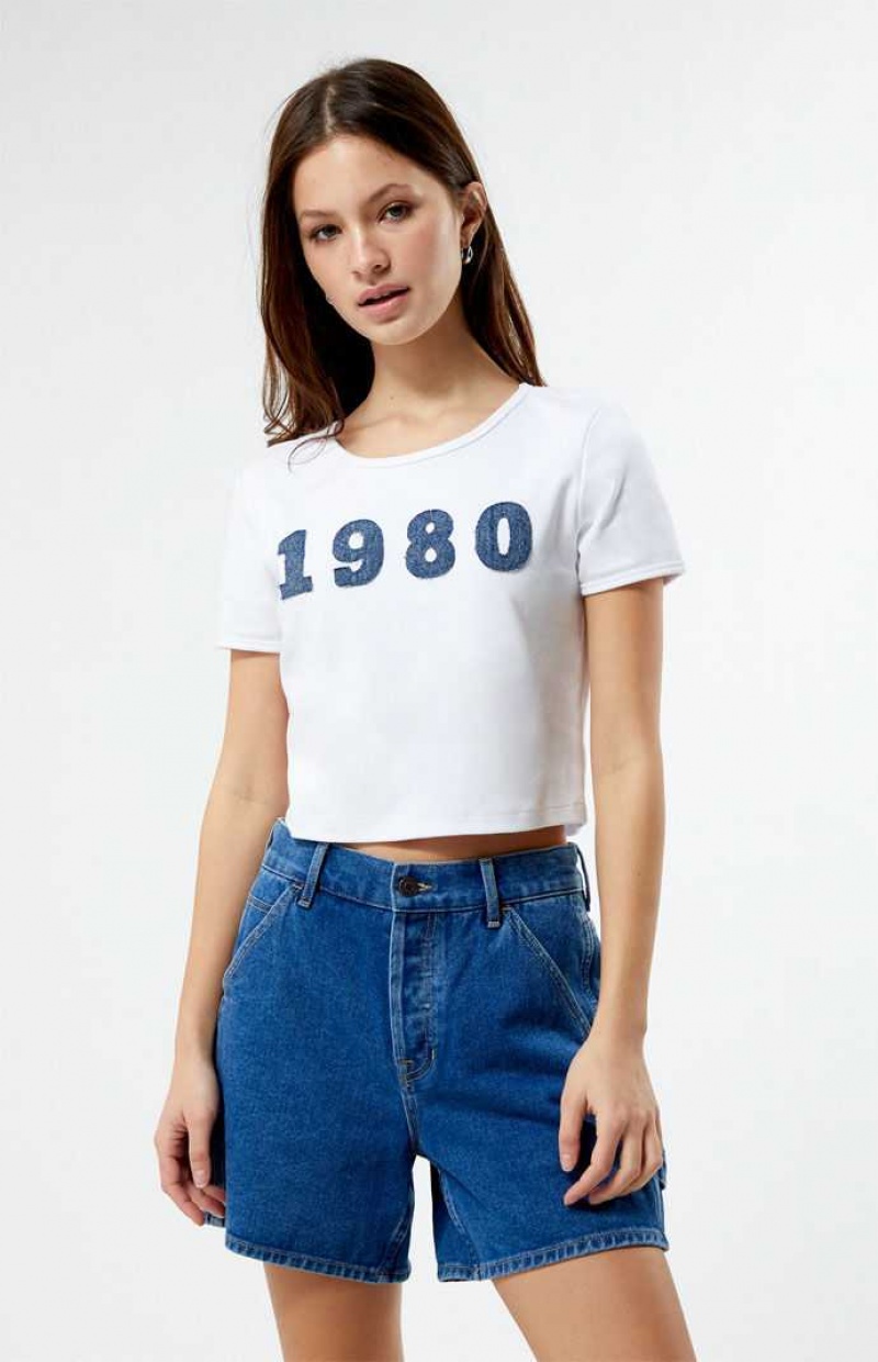 Tops PacSun 1980 Denim Mujer Blancas | PARBZ6849