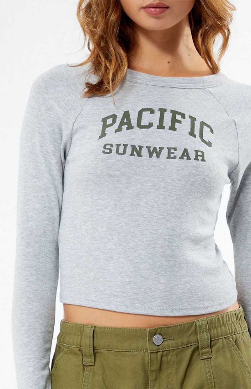 Tops PacSun Arch Long Sleeve Mujer Gris | NQKRZ4758