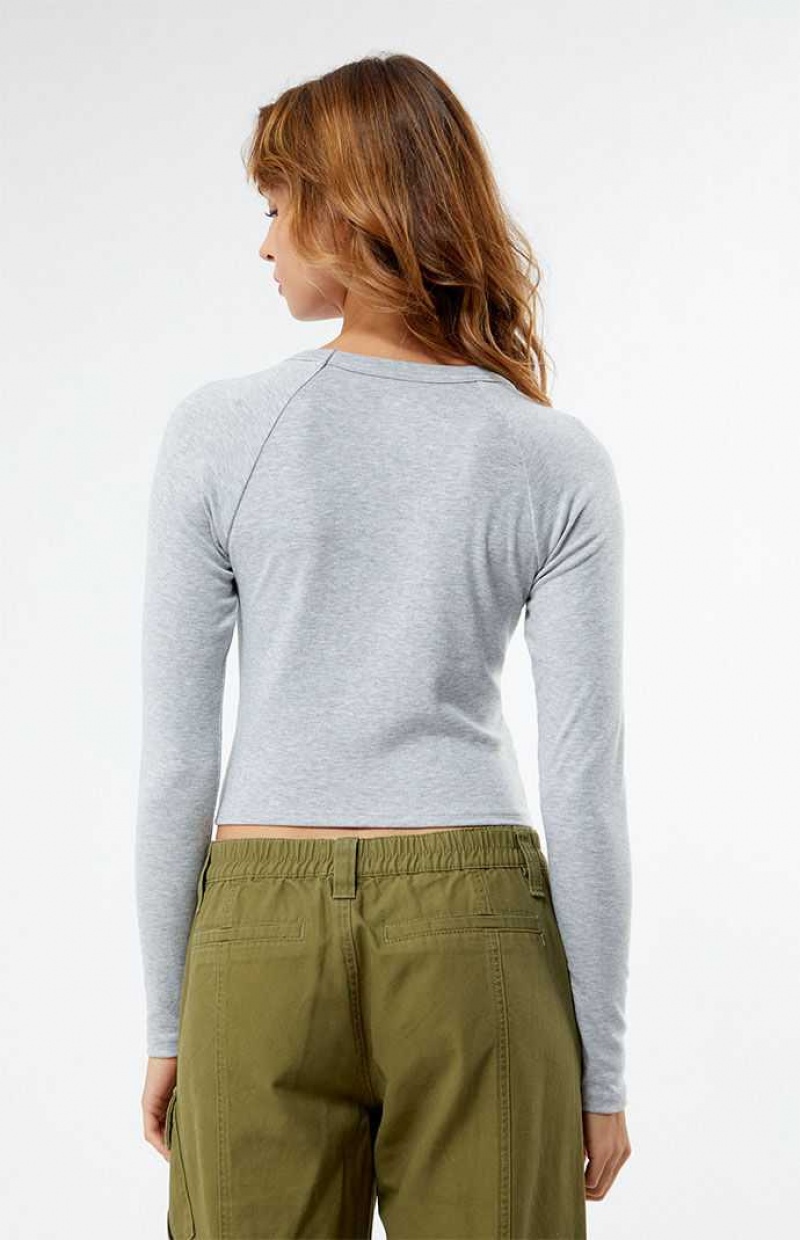 Tops PacSun Arch Long Sleeve Mujer Gris | NQKRZ4758