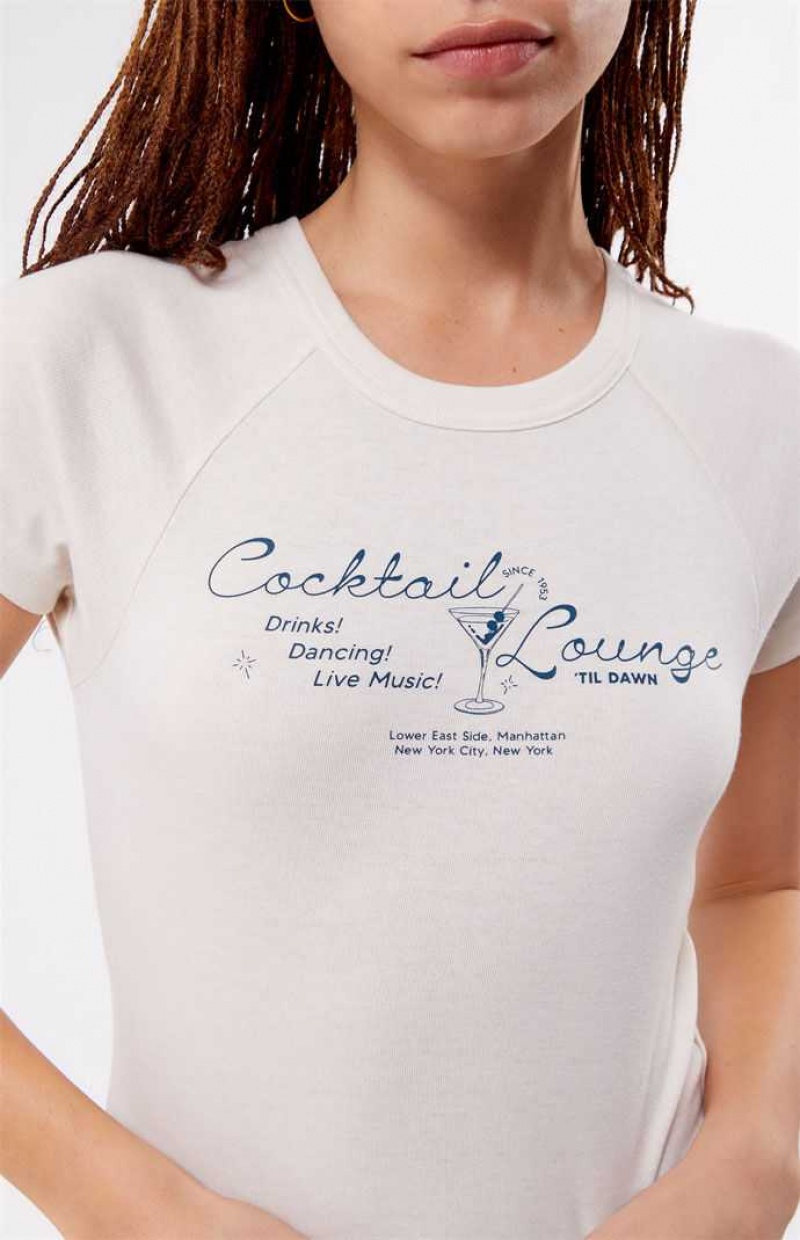 Tops PacSun Cocktail Lounge Raglan Mujer Blancas | WJCKZ9240