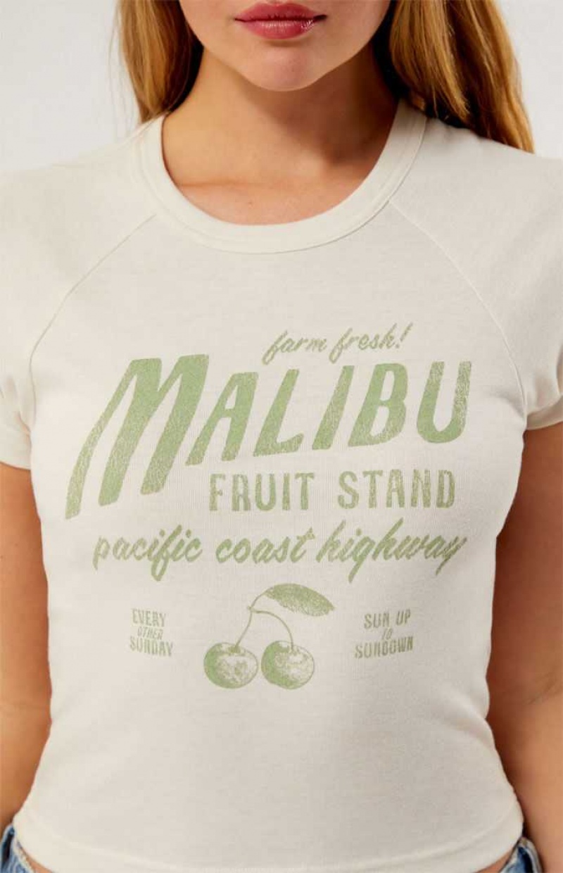 Tops PacSun Malibu Fruit Raglan Mujer Blancas | LOBUI6730