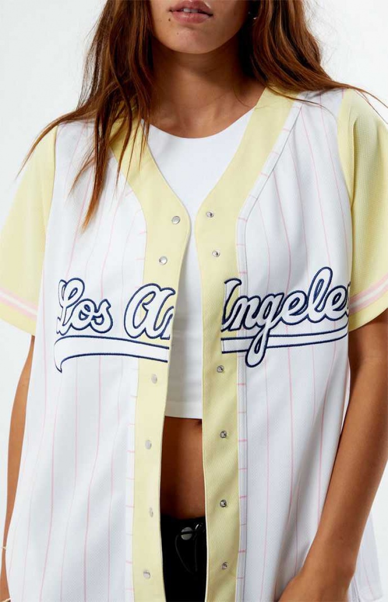 Tops PacSun New York Baseball Jersey Mujer Amarillo | KVASN3268