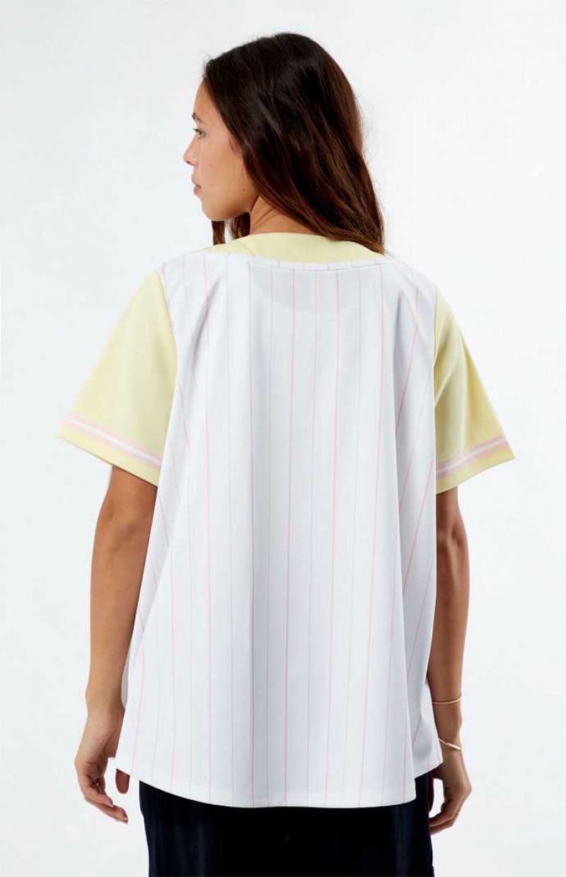 Tops PacSun New York Baseball Jersey Mujer Amarillo | KVASN3268