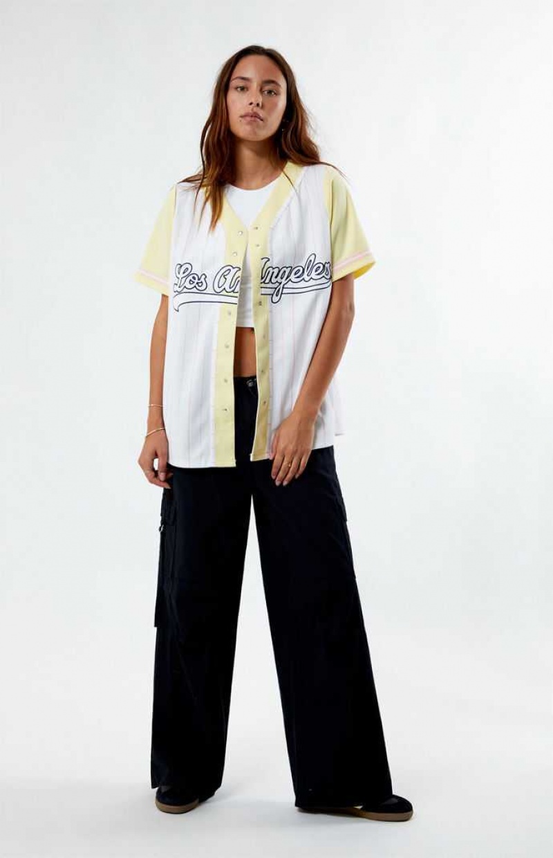 Tops PacSun New York Baseball Jersey Mujer Amarillo | KVASN3268