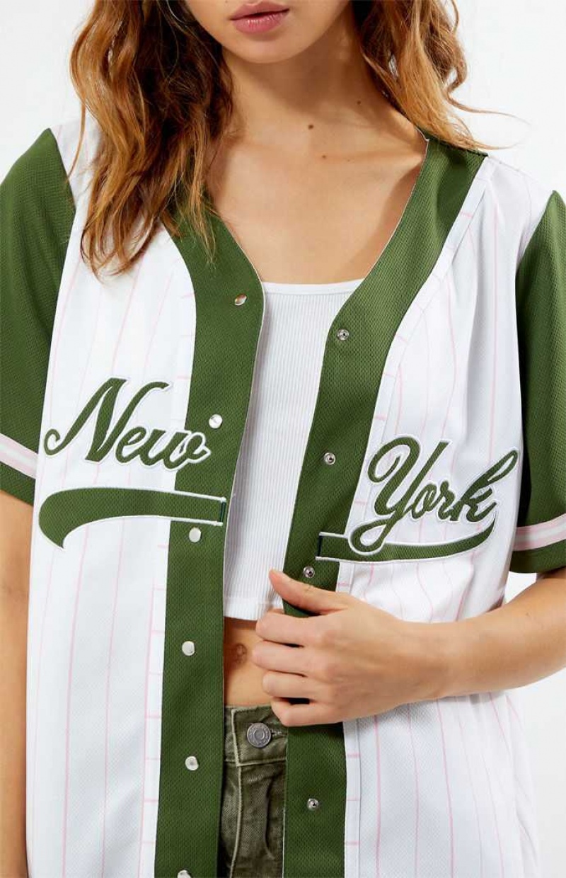 Tops PacSun New York Baseball Jersey Mujer Verde | DYNIW2485