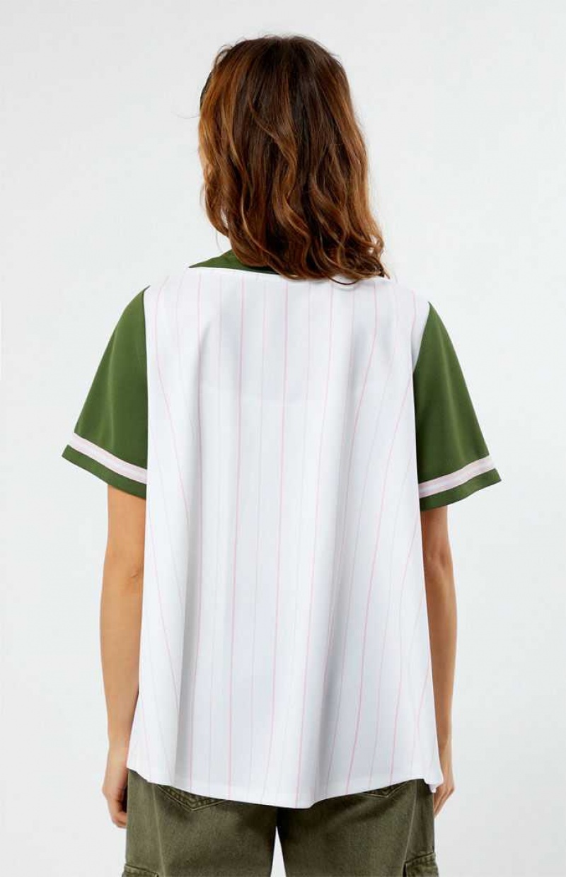 Tops PacSun New York Baseball Jersey Mujer Verde | DYNIW2485