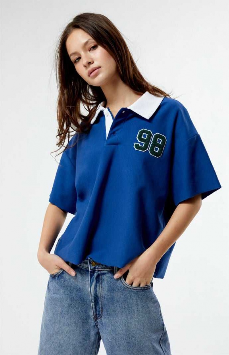 Tops PacSun Oversized Rugby Mujer Azul Marino | CGRJL0561