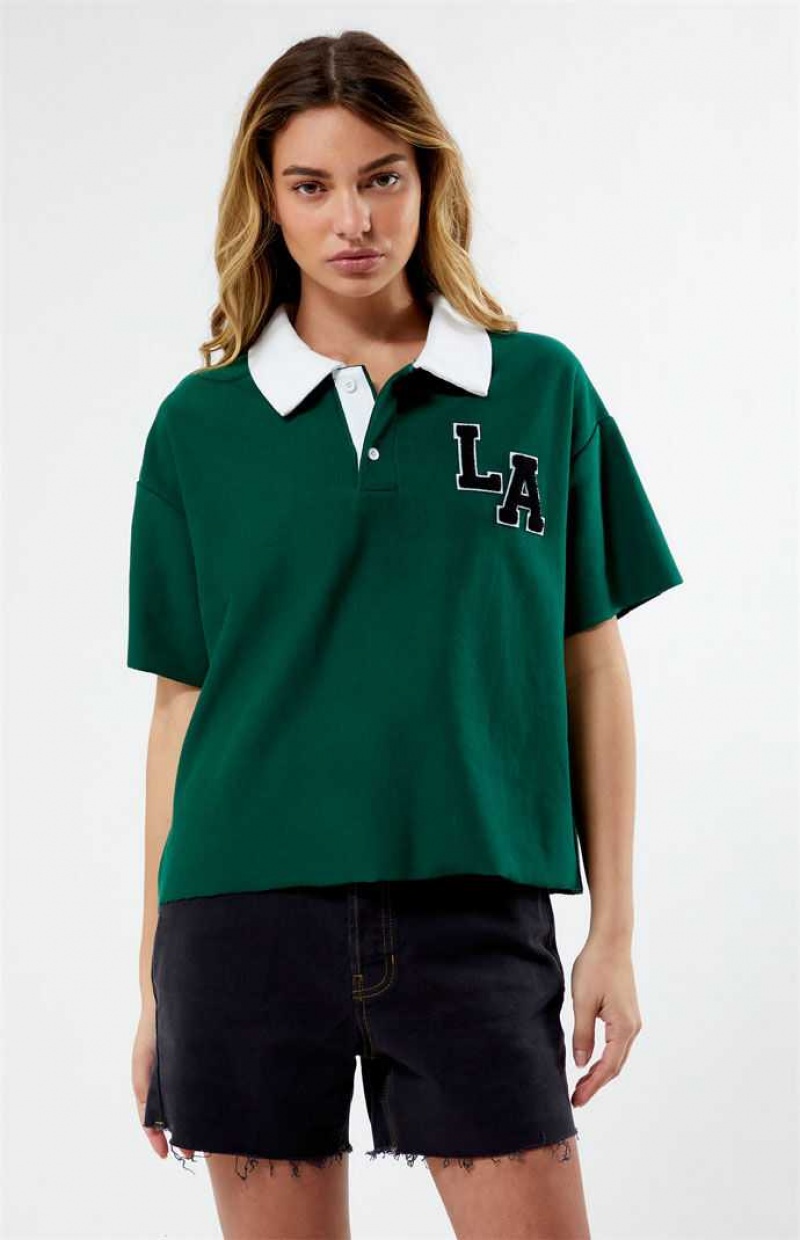 Tops PacSun Oversized Rugby Mujer Verde | XEOHD6308